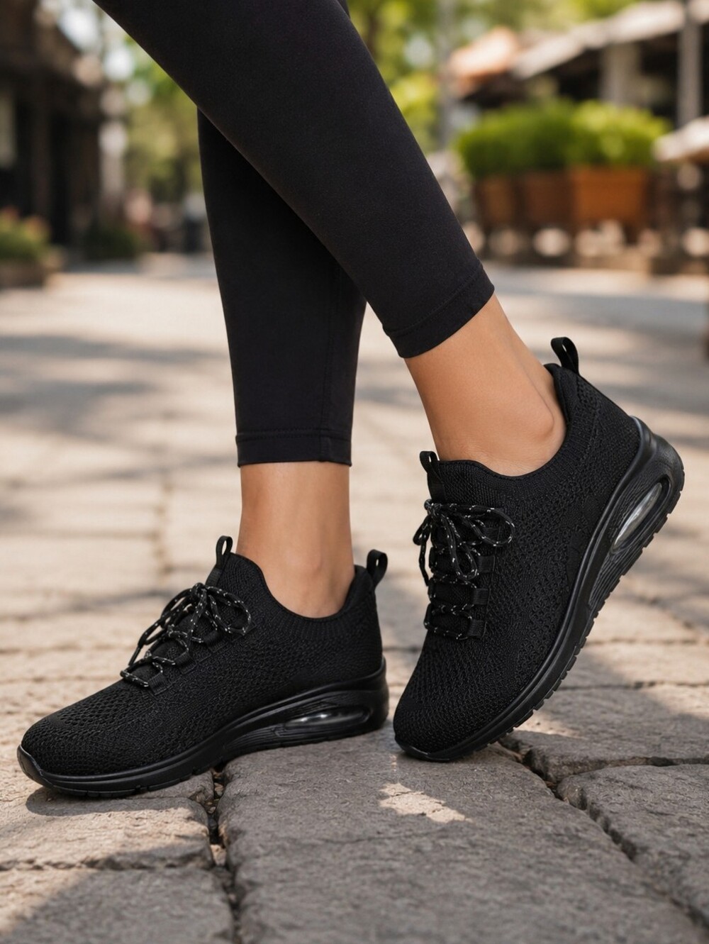 Skechers Uno Everywhere Memory Foam Black Knit Sneakers | Air-Cushioned Comfort